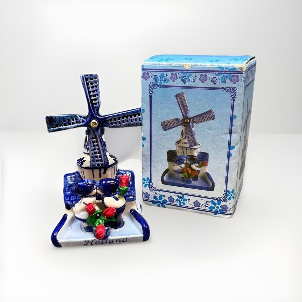 Holland Ceramic Windmill Figurine Hand Painted Deco World Dutch Souvenir